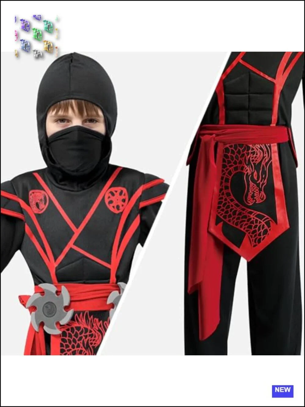 Kids Ninja Halloween Costume Jumpsuit Set with Mask Gloves Foam Daggers